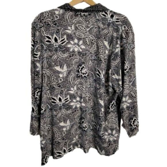 Vintage Bon Worth Large cardigan Open Front silky Kimono B/W flowy Rayon EUC - Picture 2 of 10